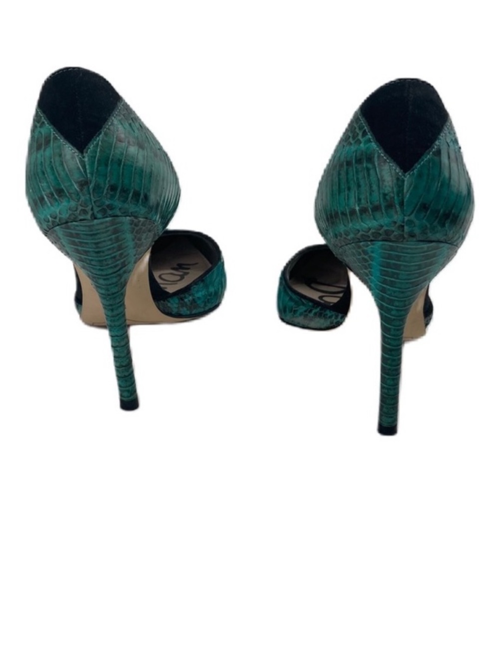 Sam Edelman Delilah Snakeskin Leather Black Turquoise Pumps Sz 7 - Picture 2 of 6
